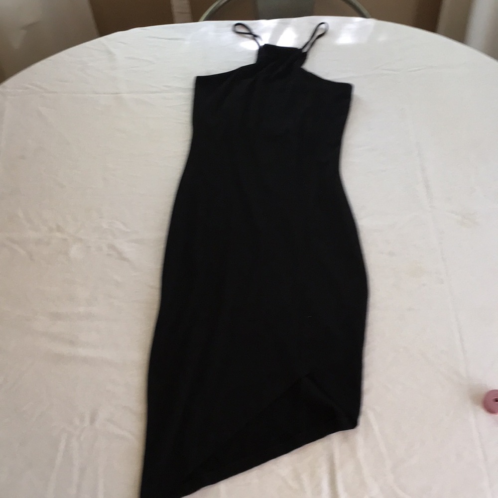Express black asymmetrical body con dress sz M